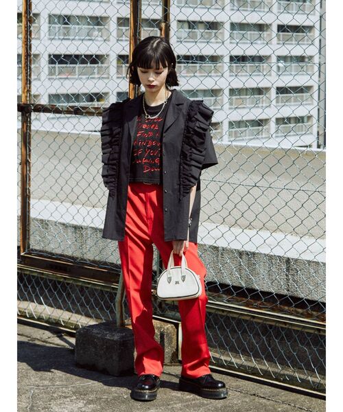 jouetie(ジュエティ)の「センタープレスベーシックスラックス(スラックス・レディース・ブラック/パープル/レッド/ピンク/ブルー・MEDIUM)」の16枚目の写真