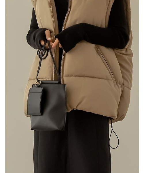 Re:EDIT（リエディ）の「ミニマムショルダーバッグ（ショルダーバッグ・レディース・キャメル/アイボリー/ブラック/ブルー/グリーン/モカ/ライトグレー・FREE）」の10枚目の写真