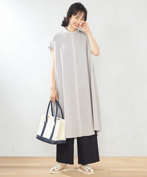 セール 洗える バンドカラーとろみ ワンピース シャツワンピース Any Fam エニィファム のファッション通販 Zozotown