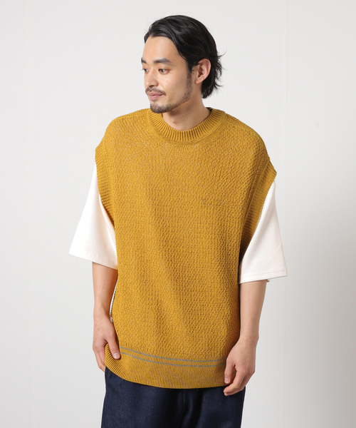 JOURNAL STANDARD J.S HOMESTEAD（ジャーナルスタンダードホームステッド）の「【J.S Homestead】リネン ミックス ストール ニット ベスト（ベスト・メンズ・ライトホワイト/イエロー/ブラック系その他・FREE）」の3枚目の写真