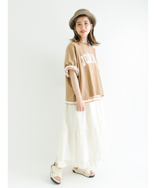 Samansa Mos2（サマンサ モスモス）の「ロゴプリントゆるTシャツ（Tシャツ/カットソー・レディース・キナリ/レッド/グリーン/ネイビー/ブルー/ベージュ・ﾌﾘ-）」の16枚目の写真