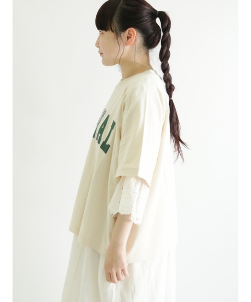 Samansa Mos2（サマンサ モスモス）の「ロゴプリントゆるTシャツ（Tシャツ/カットソー・レディース・キナリ/レッド/グリーン/ネイビー/ブルー/ベージュ・ﾌﾘ-）」の15枚目の写真