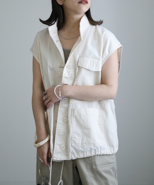 ap retro（アプレトロ）の「ミリタリーベスト（ベスト・レディース・ブラック/カーキ/アイボリー・FREE）」の7枚目の写真