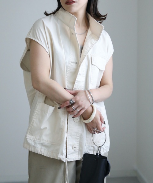 ap retro（アプレトロ）の「ミリタリーベスト（ベスト・レディース・ブラック/カーキ/アイボリー・FREE）」の8枚目の写真