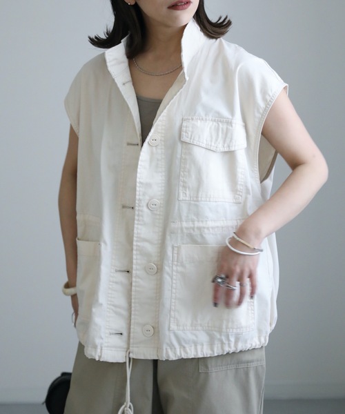 ap retro（アプレトロ）の「ミリタリーベスト（ベスト・レディース・ブラック/カーキ/アイボリー・FREE）」の9枚目の写真