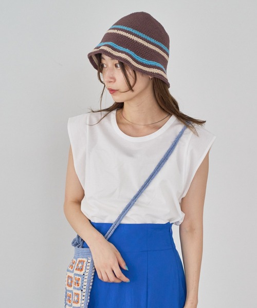 Kastane(カスタネ)の「【C-cie】CROCHET LINE 別注HAT(ハット・レディース・ホワイト/ブラウン/オレンジ・FREE)」の4枚目の写真