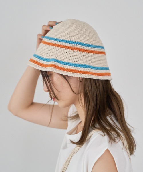 Kastane(カスタネ)の「【C-cie】CROCHET LINE 別注HAT(ハット・レディース・ホワイト/ブラウン/オレンジ・FREE)」の9枚目の写真