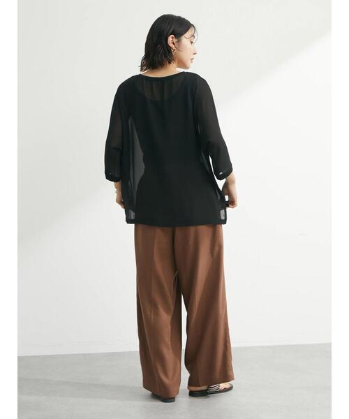 Green Parks(グリーンパークス)の「ベルギーリネン混セミワイドパンツ(その他パンツ・レディース・ブラック/ブラウン/ブルー/テラコッタ・FREE)」の20枚目の写真