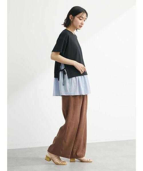 Green Parks(グリーンパークス)の「ベルギーリネン混セミワイドパンツ(その他パンツ・レディース・ブラック/ブラウン/ブルー/テラコッタ・FREE)」の22枚目の写真