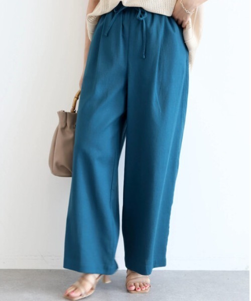 Green Parks(グリーンパークス)の「ベルギーリネン混セミワイドパンツ(その他パンツ・レディース・ブラック/ブラウン/ブルー/テラコッタ・FREE)」の4枚目の写真
