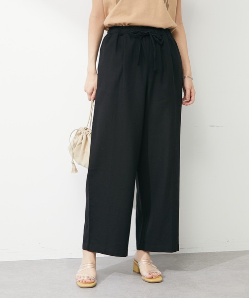 Green Parks(グリーンパークス)の「ベルギーリネン混セミワイドパンツ(その他パンツ・レディース・ブラック/ブラウン/ブルー/テラコッタ・FREE)」の2枚目の写真