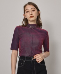 PUBLIC TOKYO | 【ZOZOTOWN限定】ベロアチュールハーフスリーブカットソー/ウォッシャブル(Tシャツ/カットソー)