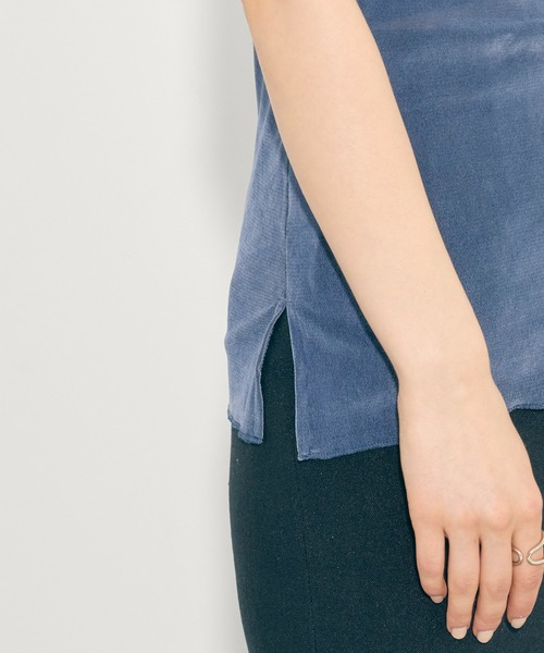 PUBLIC TOKYO（パブリックトウキョウ）の「【洗える】ベロアチュールハーフスリーブカットソー（Tシャツ/カットソー・レディース・ブラック/サックスブルー/パープル・FREE）」の9枚目の写真