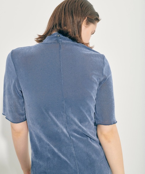 PUBLIC TOKYO（パブリックトウキョウ）の「【洗える】ベロアチュールハーフスリーブカットソー（Tシャツ/カットソー・レディース・ブラック/サックスブルー/パープル・FREE）」の10枚目の写真