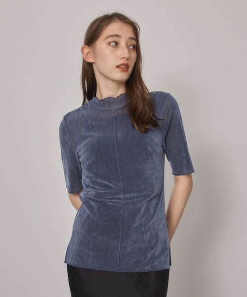 PUBLIC TOKYO（パブリックトウキョウ）の「【洗える】ベロアチュールハーフスリーブカットソー（Tシャツ/カットソー・レディース・ブラック/サックスブルー/パープル・FREE）」の16枚目の写真