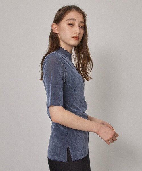 PUBLIC TOKYO（パブリックトウキョウ）の「【洗える】ベロアチュールハーフスリーブカットソー（Tシャツ/カットソー・レディース・ブラック/サックスブルー/パープル・FREE）」の17枚目の写真