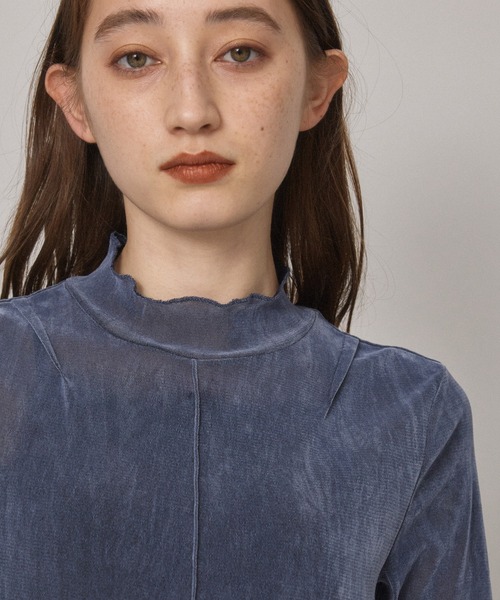 PUBLIC TOKYO（パブリックトウキョウ）の「【洗える】ベロアチュールハーフスリーブカットソー（Tシャツ/カットソー・レディース・ブラック/サックスブルー/パープル・FREE）」の19枚目の写真