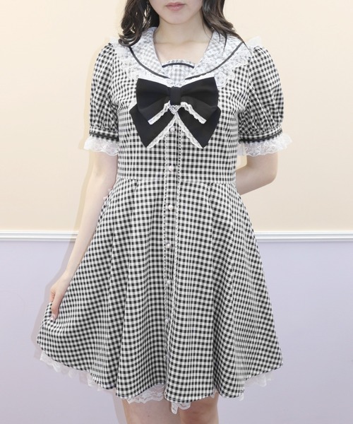Secret Honey（シークレットハニー）の「ギンガムレースセーラーワンピース（ワンピース・レディース・ブルー/ブラック・MEDIUM）」の8枚目の写真