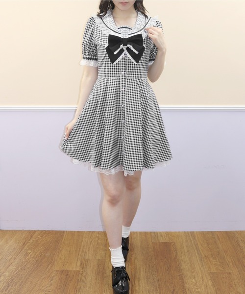 Secret Honey（シークレットハニー）の「ギンガムレースセーラーワンピース（ワンピース・レディース・ブルー/ブラック・MEDIUM）」の9枚目の写真