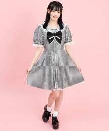 ♡secret honey レースアップギンガムワンピース ピンク♡ Secret Honey - Secret Honey レースアップキャミワンピース