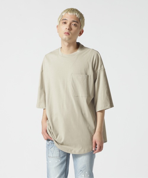 A4A(エーフォーエー)の「A4A(エーフォーエー) 強撚糸ラウンドポケット半袖Tシャツ(Tシャツ/カットソー・メンズ・ホワイト/ブラック/ベージュ/カーキ・M/L)」の3枚目の写真