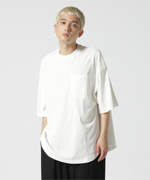 A4A(エーフォーエー)の「A4A(エーフォーエー) 強撚糸ラウンドポケット半袖Tシャツ(Tシャツ/カットソー・メンズ・ホワイト/ブラック/ベージュ/カーキ・M/L)」の2枚目の写真