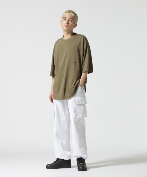 A4A(エーフォーエー)の「A4A(エーフォーエー) 強撚糸ラウンドポケット半袖Tシャツ(Tシャツ/カットソー・メンズ・ホワイト/ブラック/ベージュ/カーキ・M/L)」の9枚目の写真