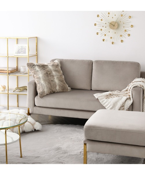 セール】ファー クッションカバー 450×450 ベージュ（C-019