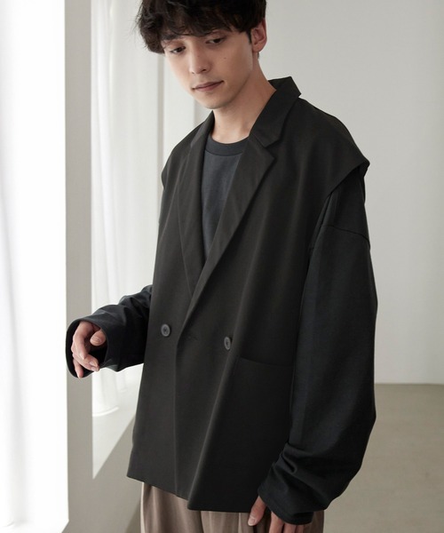 MONO-MART(モノマート)の「TRストレッチ オーバーテーラードジレベスト(ベスト・メンズ・グレー系/グリーン/グレー/ブラック/バーガンディー・M/L)」の6枚目の写真