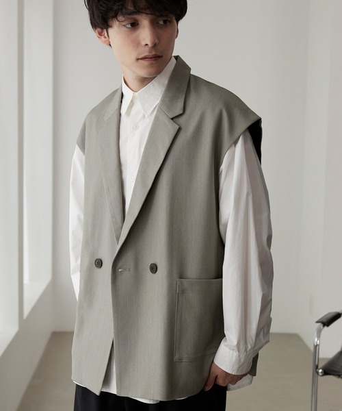 MONO-MART(モノマート)の「TRストレッチ オーバーテーラードジレベスト(ベスト・メンズ・グレー系/グリーン/グレー/ブラック/バーガンディー・M/L)」の8枚目の写真