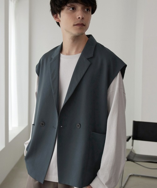 MONO-MART(モノマート)の「TRストレッチ オーバーテーラードジレベスト(ベスト・メンズ・グレー系/グリーン/グレー/ブラック/バーガンディー・M/L)」の10枚目の写真
