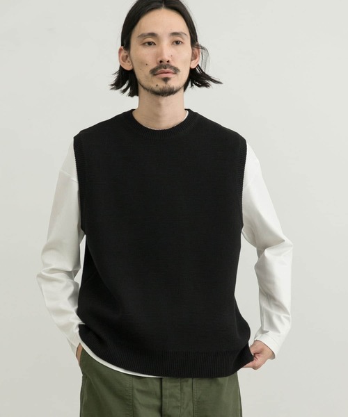 URBAN RESEARCH（アーバンリサーチ）の「ミラノリブクルーニットベスト（ベスト・メンズ・オフホワイト/ブラック/ライトグレー/グレー系その他・MEDIUM/LARGE/X-LARGE）」の6枚目の写真