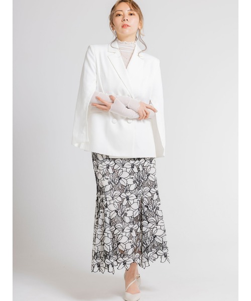 DURAS（デュラス）の「カットワーク刺繍マーメイドスカート（スカート・レディース・ブラウン/グリーン/アイボリー・SMALL/MEDIUM）」の2枚目の写真