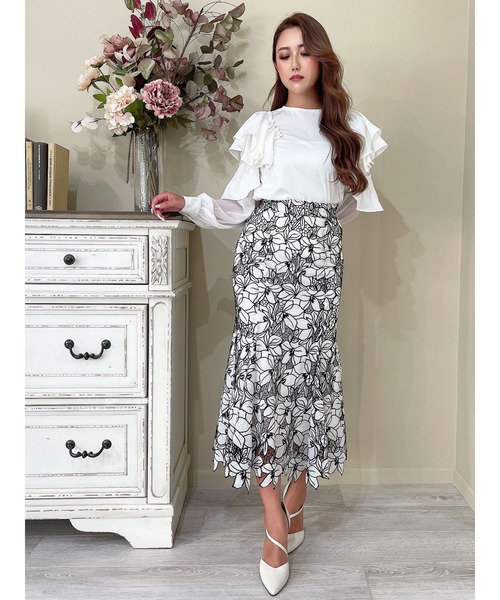 DURAS（デュラス）の「カットワーク刺繍マーメイドスカート（スカート・レディース・ブラウン/グリーン/アイボリー・SMALL/MEDIUM）」の17枚目の写真