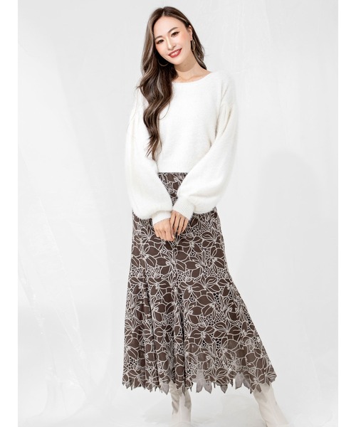 DURAS（デュラス）の「カットワーク刺繍マーメイドスカート（スカート・レディース・ブラウン/グリーン/アイボリー・SMALL/MEDIUM）」の20枚目の写真