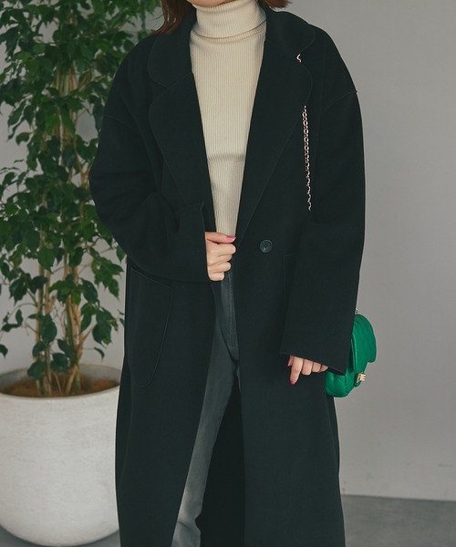 un dix cors(アンディコール)の「軽い羽織心地 フレニットメルトンコート(チェスターコート・レディース・ブラック/グリーン/アイボリー・FREE)」の22枚目の写真