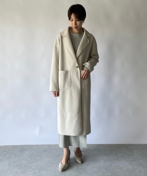 un dix cors(アンディコール)の「軽い羽織心地 フレニットメルトンコート(チェスターコート・レディース・ブラック/グリーン/アイボリー・FREE)」の16枚目の写真
