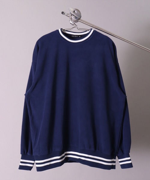 BAYBLO（ベイブロ）の「(DV)【ユニセックス】ライン入り マイクロフリース スウェット プルオーバー（スウェット・メンズ・ブラック/チャコールグレー/ダークグリーン/ベージュ/ネイビー/グレイッシュベージュ・LARGE/MEDIUM/X-LARGE）」の6枚目の写真