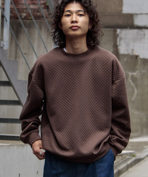 GLOSTER(グロスター)の「【GLOSTER/グロスター】キルティングスウェット プルオーバー(スウェット・メンズ・ブラック/ネイビー/ブラウン/グレー・S/M/L)」の1枚目の写真