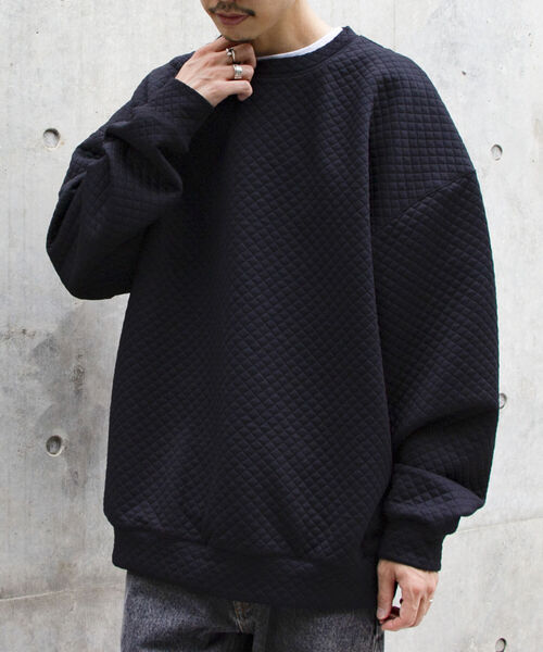 GLOSTER(グロスター)の「【GLOSTER/グロスター】キルティングスウェット プルオーバー(スウェット・メンズ・ブラック/ネイビー/ブラウン/グレー・S/M/L)」の2枚目の写真
