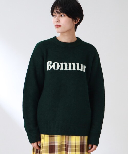 THE SHOP TK (ザ ショップ ティーケー )の「◆【洗える】クルーネックロゴニット(ニット/セーター・レディース・ダークグリーン/オフホワイト/サンドベージュ・12/13)」の6枚目の写真