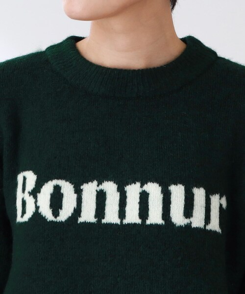 THE SHOP TK (ザ ショップ ティーケー )の「◆【洗える】クルーネックロゴニット(ニット/セーター・レディース・ダークグリーン/オフホワイト/サンドベージュ・12/13)」の9枚目の写真