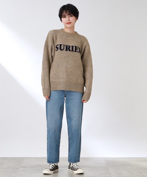 THE SHOP TK (ザ ショップ ティーケー )の「◆【洗える】クルーネックロゴニット(ニット/セーター・レディース・ダークグリーン/オフホワイト/サンドベージュ・12/13)」の15枚目の写真