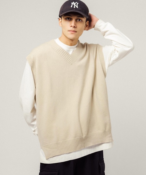 Ressaca（レサーカ）の「オーバーサイズ Vネック ノースリーブニットベスト（ベスト・メンズ・ブラック/ベージュ/ブルー/アイボリー/グリーン/グレー・XL/M/L）」の15枚目の写真