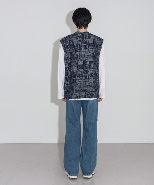 FOLLOWIN（フォロウィン）の「【UNISEX】パターンオーバーフィットVネックベスト（ベスト・メンズ・ブラック/ネイビー/グレー・FREE）」の15枚目の写真