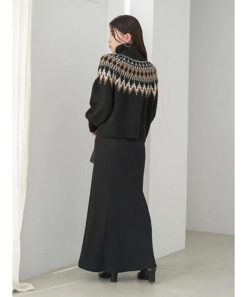 earth music&ecology(アースミュージックアンドエコロジー)の「ノルディックショートニットプルオーバー knit(ニット/セーター・レディース・ブラック/オフホワイト/杢グレー・FREE)」の18枚目の写真