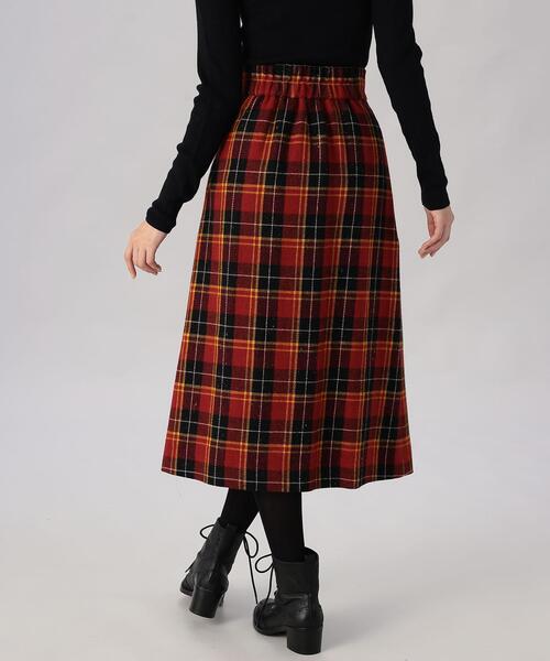 To b. by agnes b.（トゥービーバイアニエスベー）の「WT23 JUPE カラーネップチェックスカート（スカート・レディース・レッド・38/36/40）」の3枚目の写真