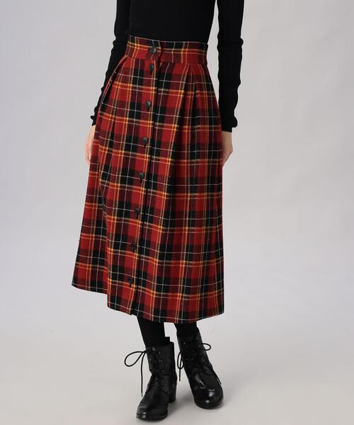 To b. by agnes b.（トゥービーバイアニエスベー）の「WT23 JUPE カラーネップチェックスカート（スカート・レディース・レッド・38/36/40）」の4枚目の写真