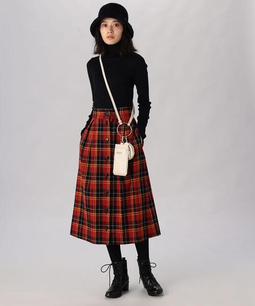 To b. by agnes b.（トゥービーバイアニエスベー）の「WT23 JUPE カラーネップチェックスカート（スカート・レディース・レッド・38/36/40）」の5枚目の写真