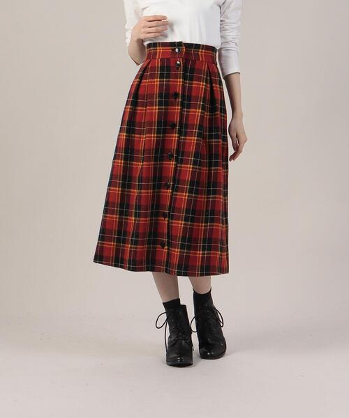 To b. by agnes b.（トゥービーバイアニエスベー）の「WT23 JUPE カラーネップチェックスカート（スカート・レディース・レッド・38/36/40）」の8枚目の写真